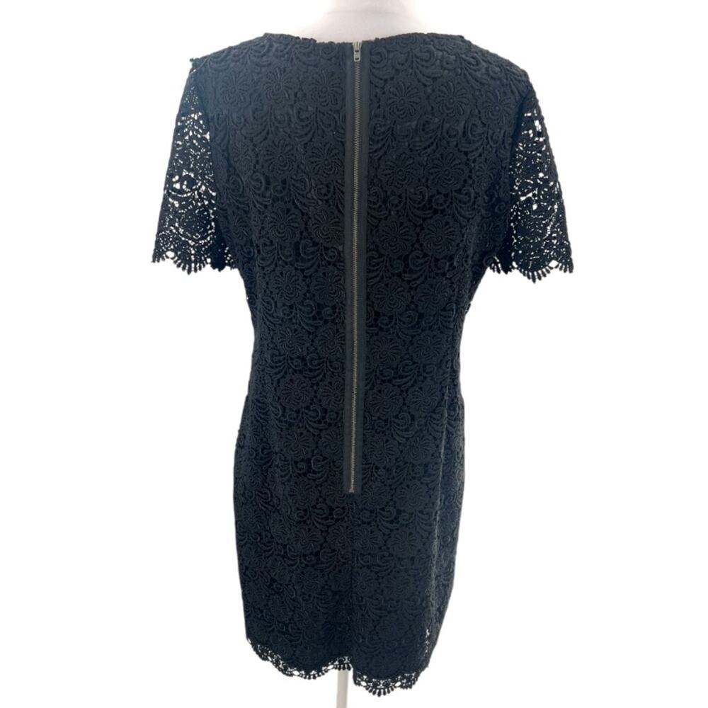 Reiss Swift Guipure Lace shift dress short sleeve little black dress sz 6 - Picture 3 of 8